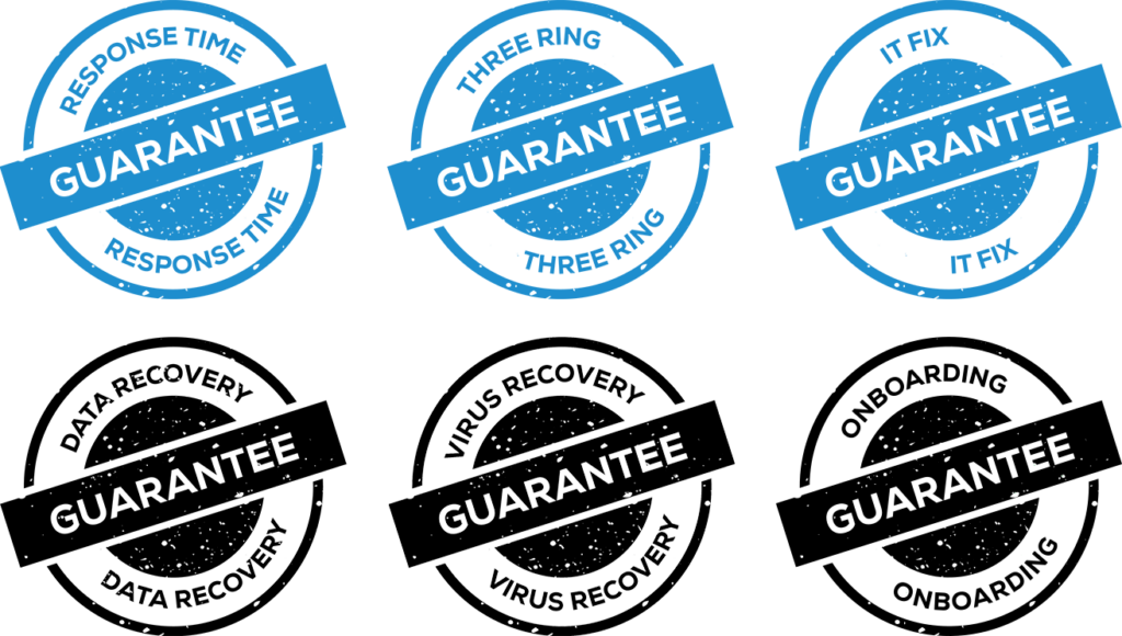 Guaranteed response time, 3 rings, it fix, data recovery, virus recovery, onboarding